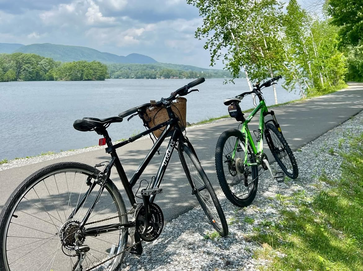 Stopping for a break and a view on the Ashuwillticook Rail Trail